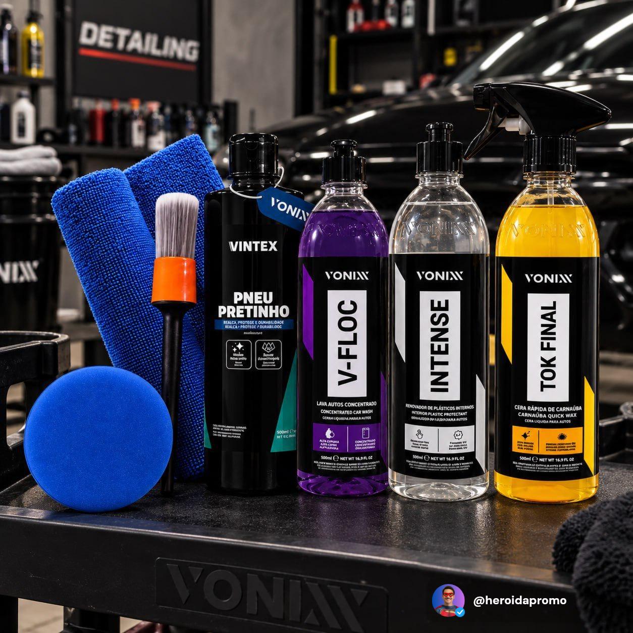 Kit Lavagem Automotiva Vonixx V-Floc Cera Intense Pretinho 500ml