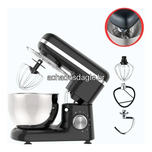 Batedeira Planetária 1000W Inox Preta 220V