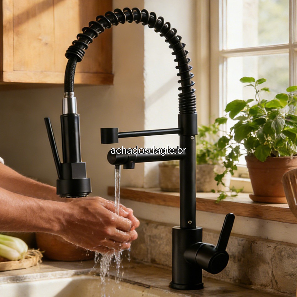 Torneira de Cozinha Gourmet Alça Única com Extensor de Spray