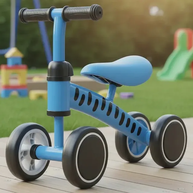 Bicicleta de Equilíbrio Infantil Sem Pedal 4 Rodas Azul