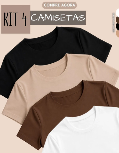 Kit 4 Blusas Suplex Estilosa T Shirt Casual