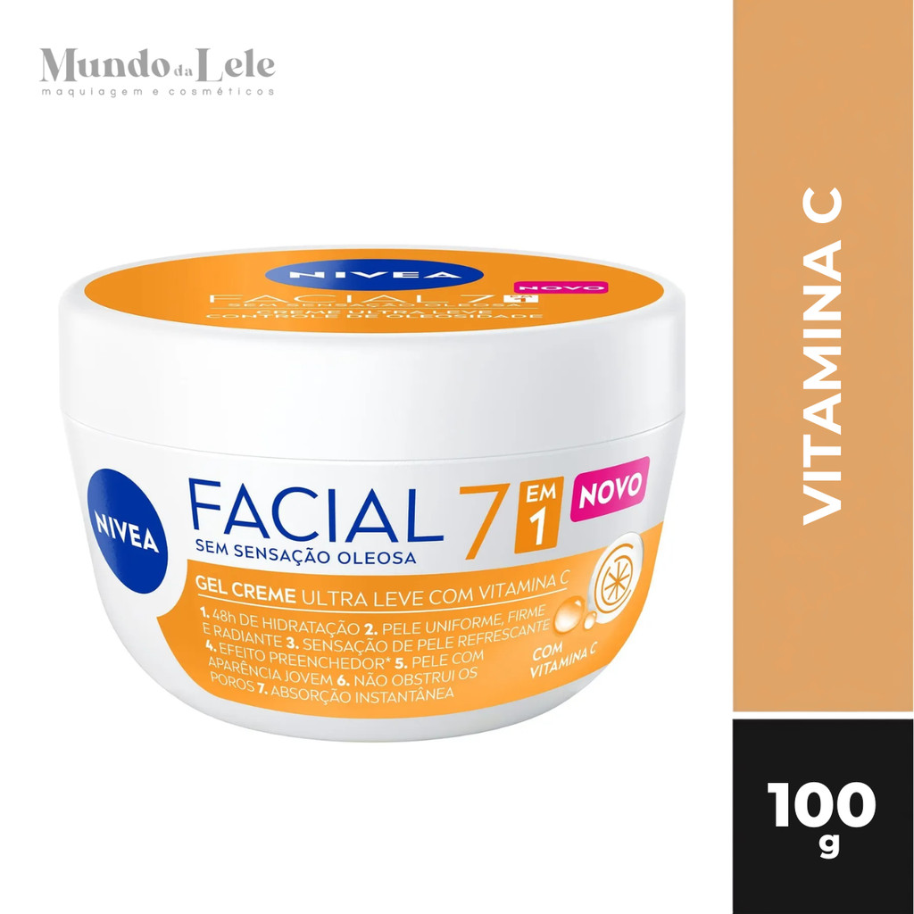 Gel Creme Facial Nivea Ultra Leve 7 em 1 Vitamina C 100g