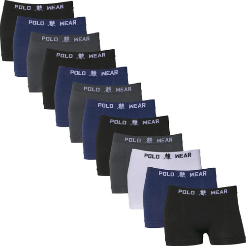Kit 12 Cuecas Boxer Infantil Microfibra Sem Costura Polo Wear