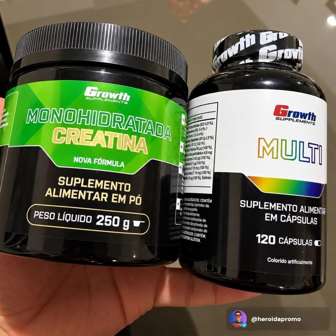 Kit Growth Creatina Monohidratada 250g + Multivitamínico 120 Cáps