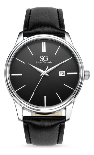Relogio Chrowl Saint Germain Prateado 42mm Correia de Couro