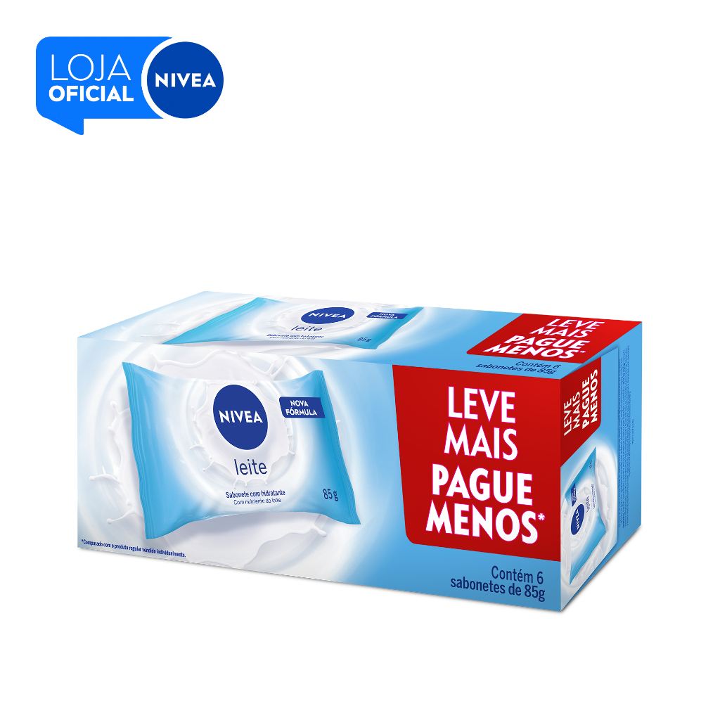 Kit NIVEA Sabonete em Barra Hidratante Leite 85g 6 unidades