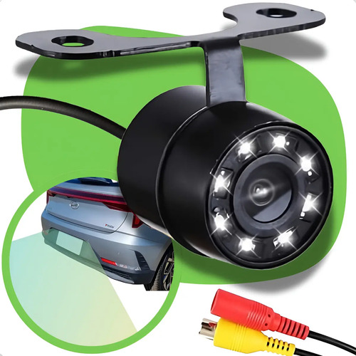 Câmera de Ré Automotiva HD 8 Leds Visão Noturna