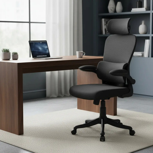 Cadeira de Escritorio Ergonomica Genebra B500 Luvinco Preto Mesh