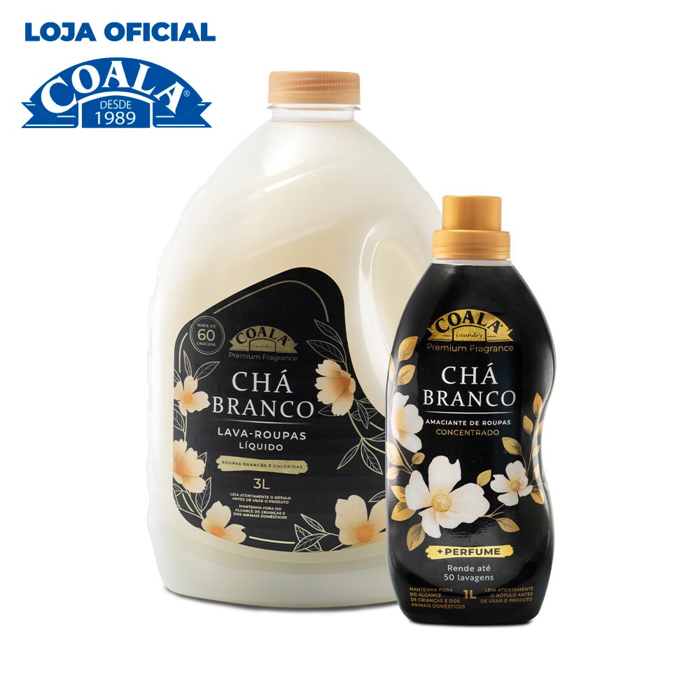 Kit Coala Laundry Chá Branco Lava Roupas 3L e Amaciante 1L