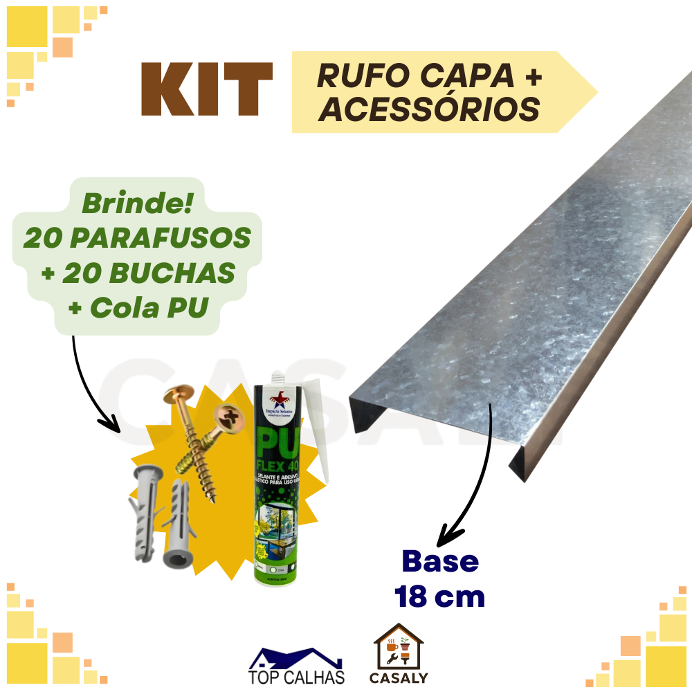Kit Rufo Capa Galvanizado 95 cm 2 a 5 Peças com Brinde