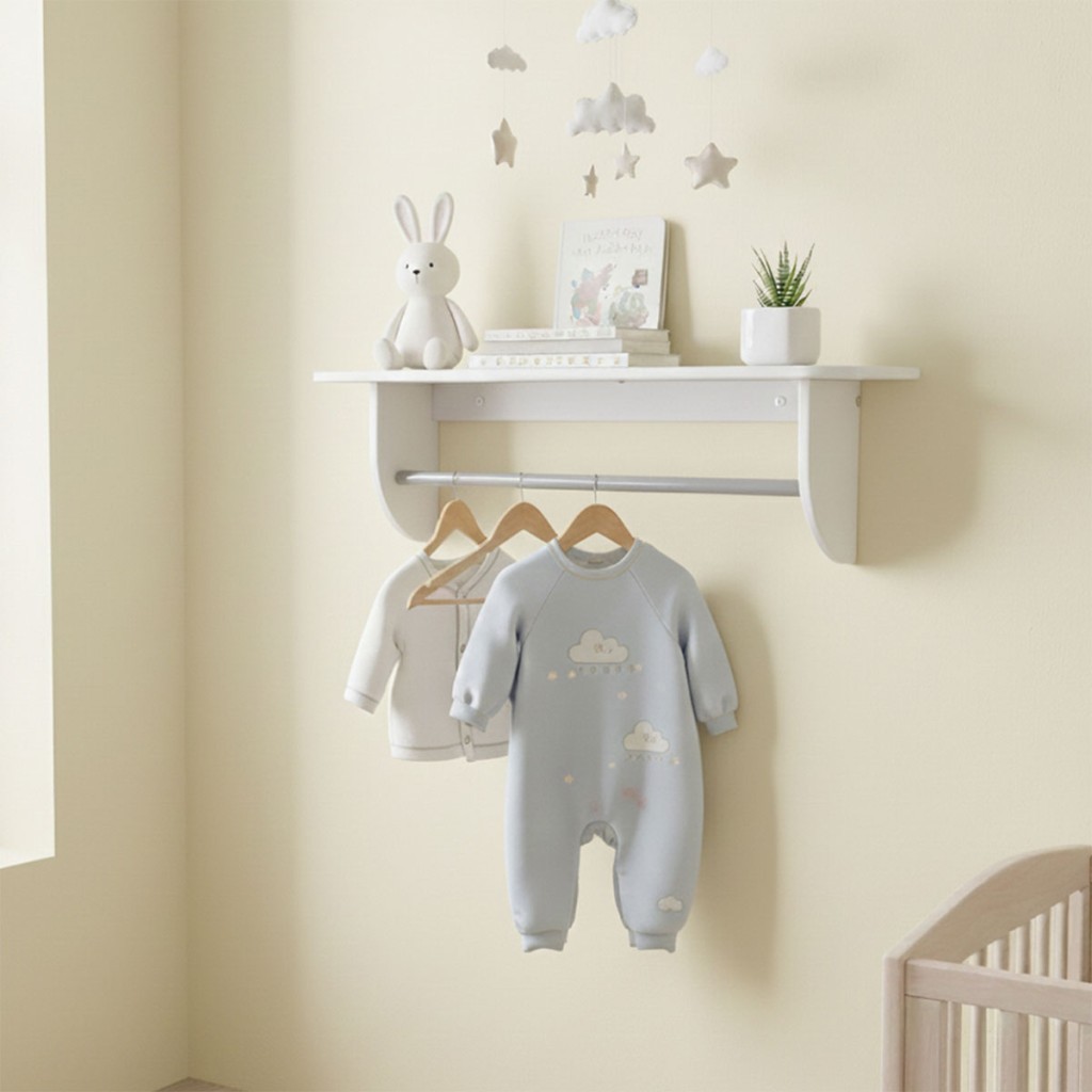 Prateleira com Cabideiro Decor 100% Mdf Branco Brilho