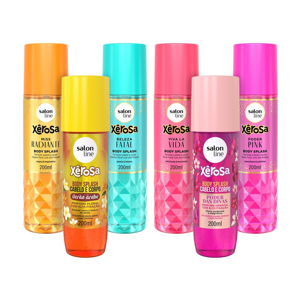 Kit com 6 Body Splash Xêrosa Verão Árabe e Outras Fragrâncias
