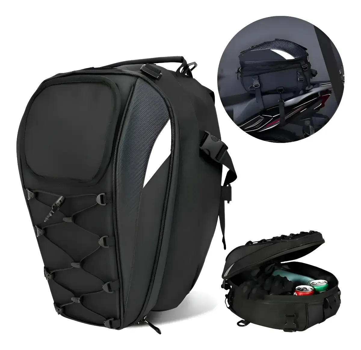Mochila Baú Bagageiro Para Moto Impermeabilização 45 Litros Preto