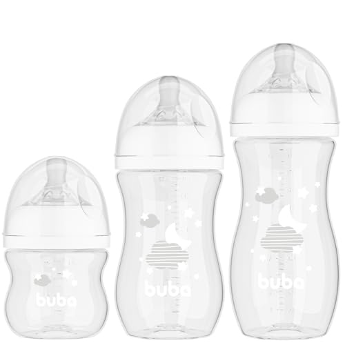Kit 3 Mamadeiras Easy Flow Nuvem Buba 120ml, 270ml e 330ml Branca