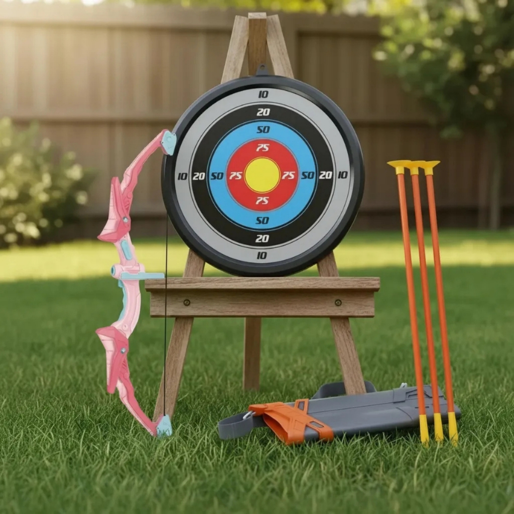 Brinquedo Arco e Flecha Infantil Radical com Luz Alvo e Flechas com Ventosas