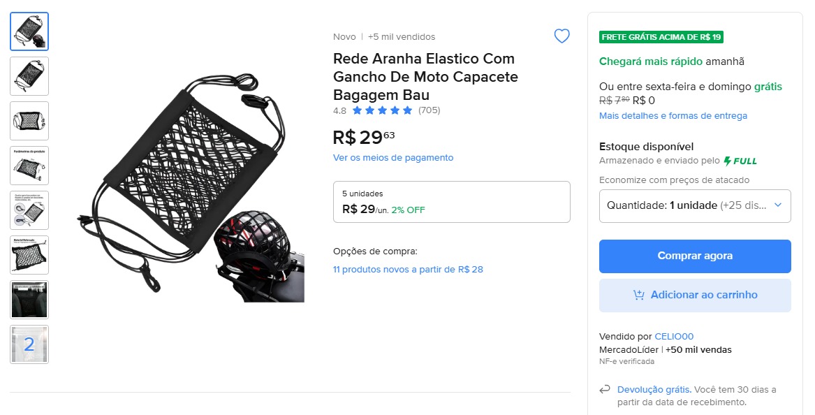 Rede Aranha Elastico Com Gancho De Moto Capacete Bagagem Bau