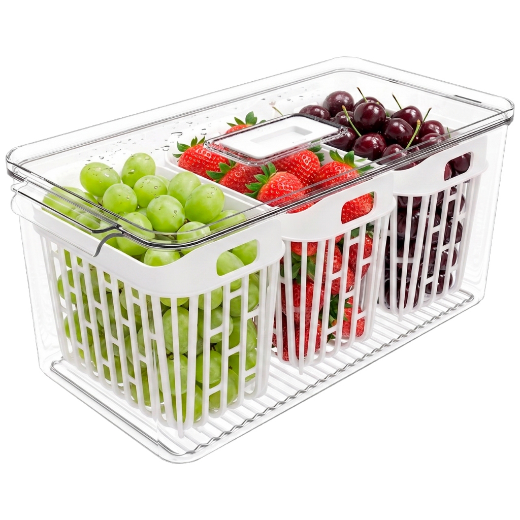 Organizador Grande com 3 Cestos 6L Linha Dry Coza Cristal