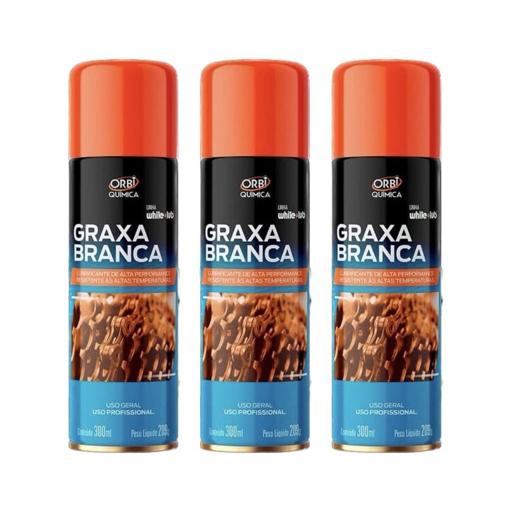 Kit com 3 Graxa Spray Branca Orbi Quimica 300ml