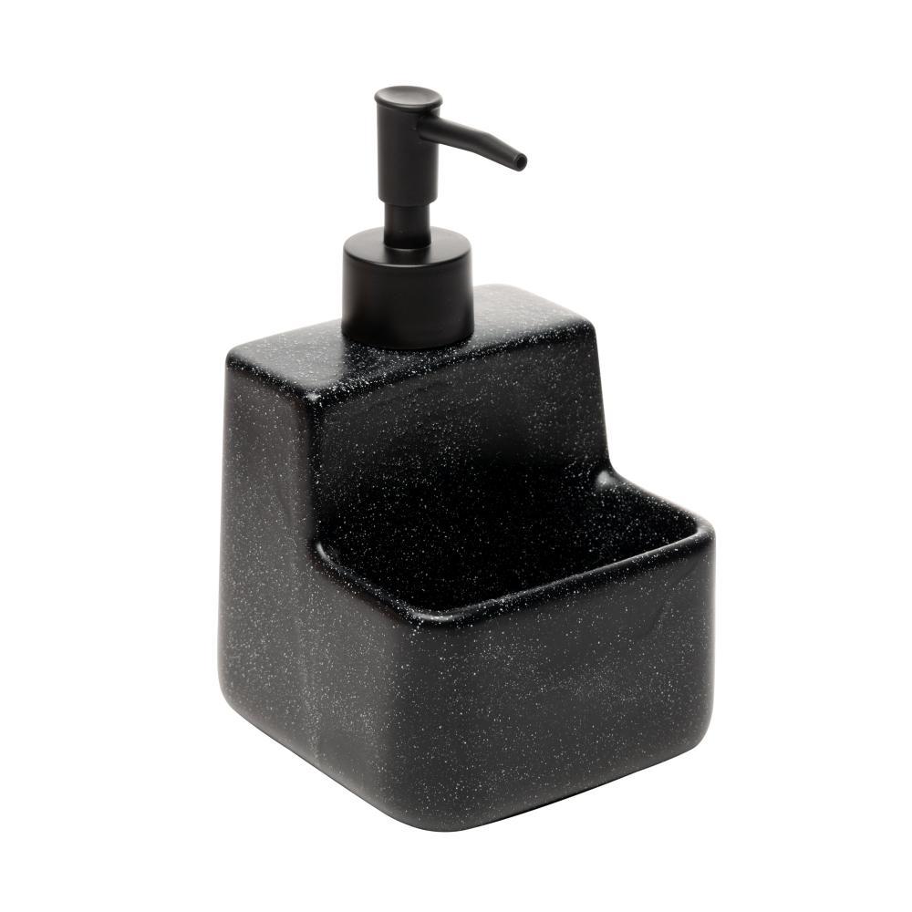 Porta Detergente Líquido com Suporte para Esponja 360ml Lyor Granilite Preto Cerâmica | Shopee Brasil