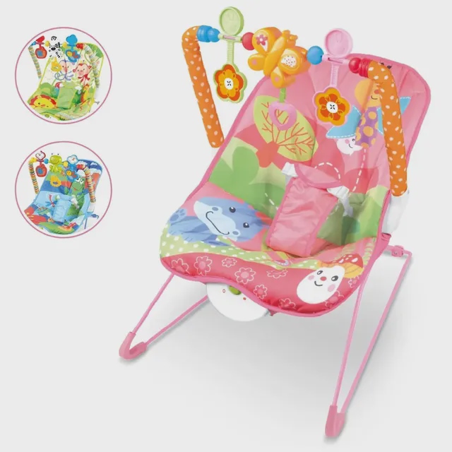Cadeira de Descanso e Balanco Infantil Musical Vibratoria Rosa