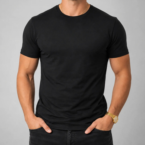 Camiseta Básica Masculina Algodão Malha Peruana Premium