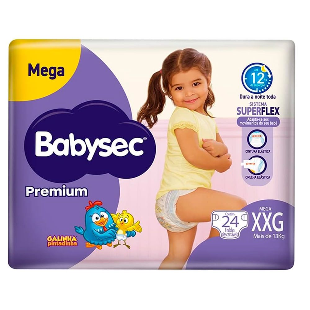 Fralda Babysec Galinha Pintadinha Premium XXG 24 Unidades