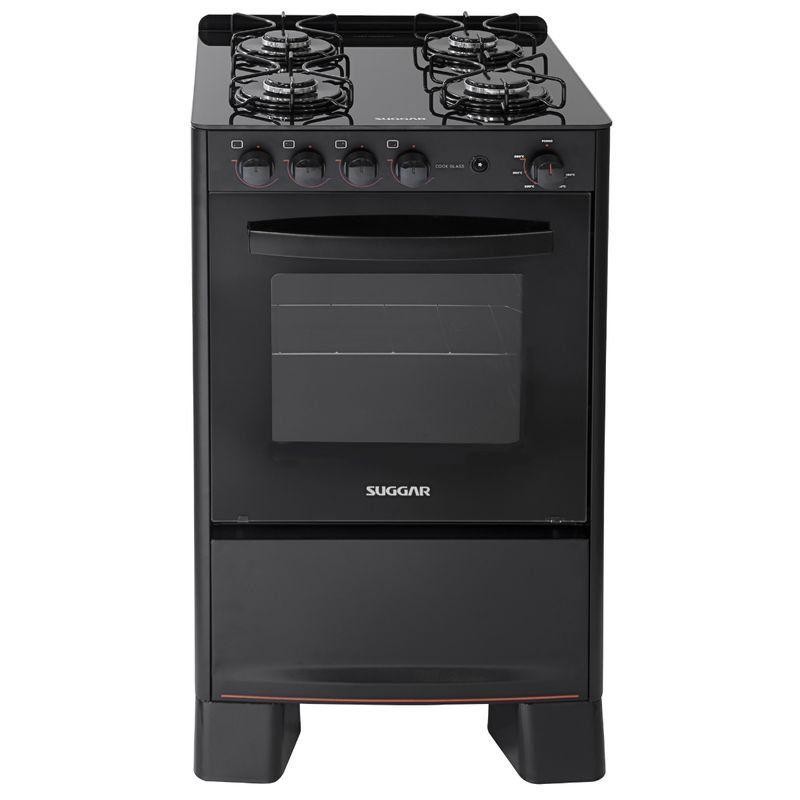 Fogao 4 Bocas Suggar Cook Glass Mesa de Vidro Preto Bivolt