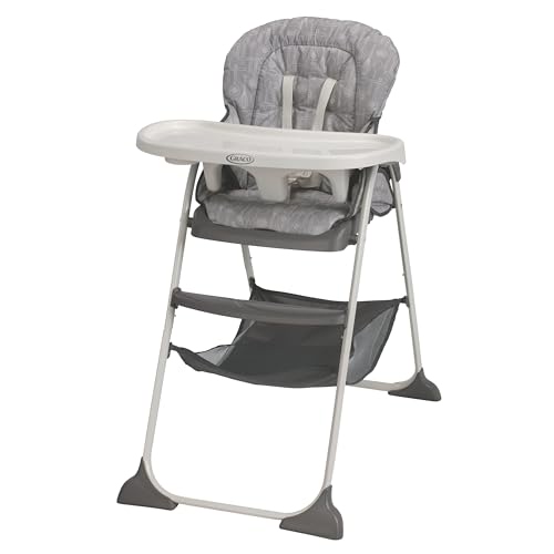 Graco Cadeira de Alimentação e Refeição Infantil Alta Dobrável e Reclinável Slim Snacker Cinza