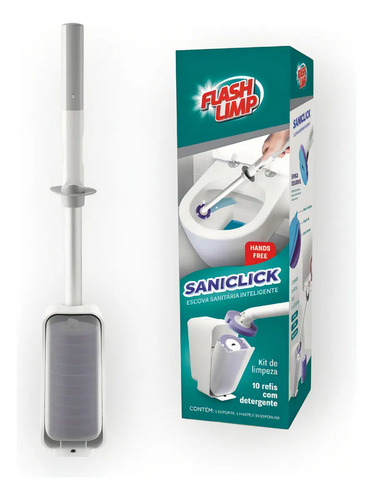 Escova Sanitária Com Refil Descartável Saniclick Flashlimp Branco