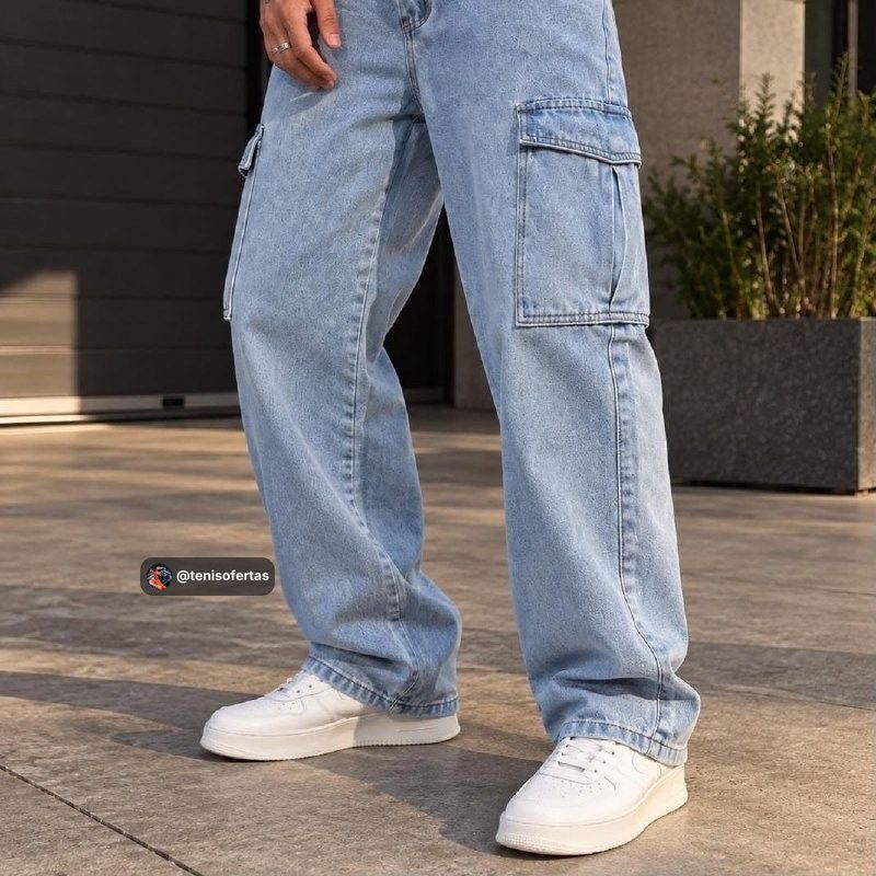 Calça Cargo Jeans Streetwear