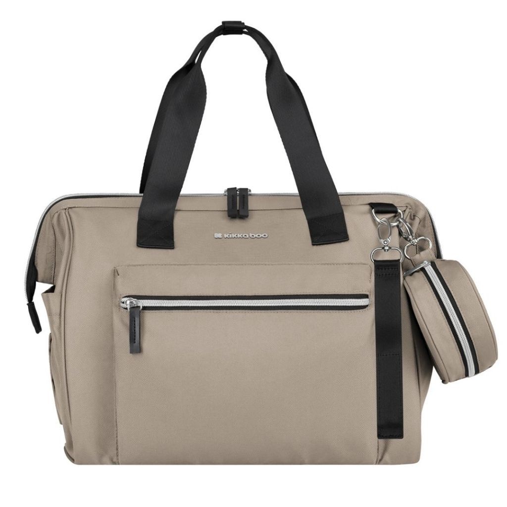 Bolsa Maternidade Grande com Trocador Ombreira e Alça Maxi Beige Kikkaboo