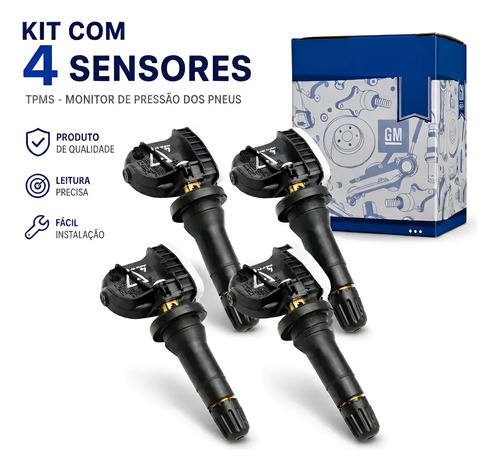 Kit Sensor Pressão Pneu GM para Onix Cruze Tracker Spin S10