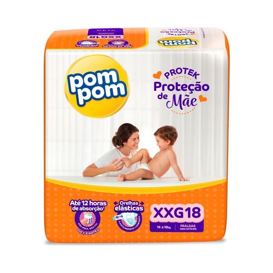 Fralda Pom Pom Protek Proteção de Mãe XXG com 18 unidades