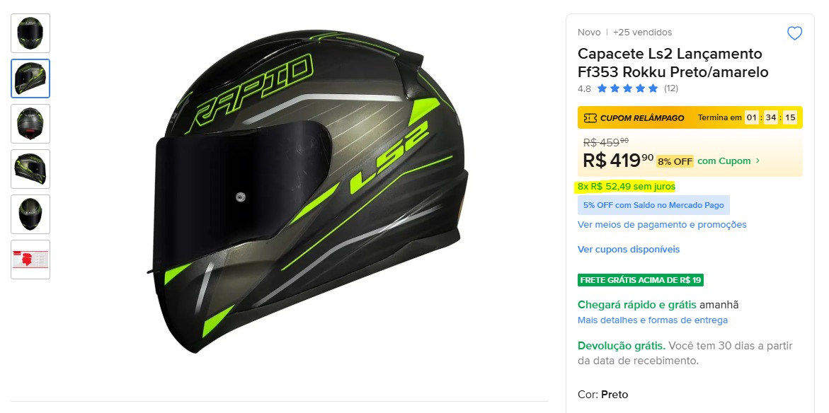 Capacete LS2 FF353 Rokku Preto/amarelo