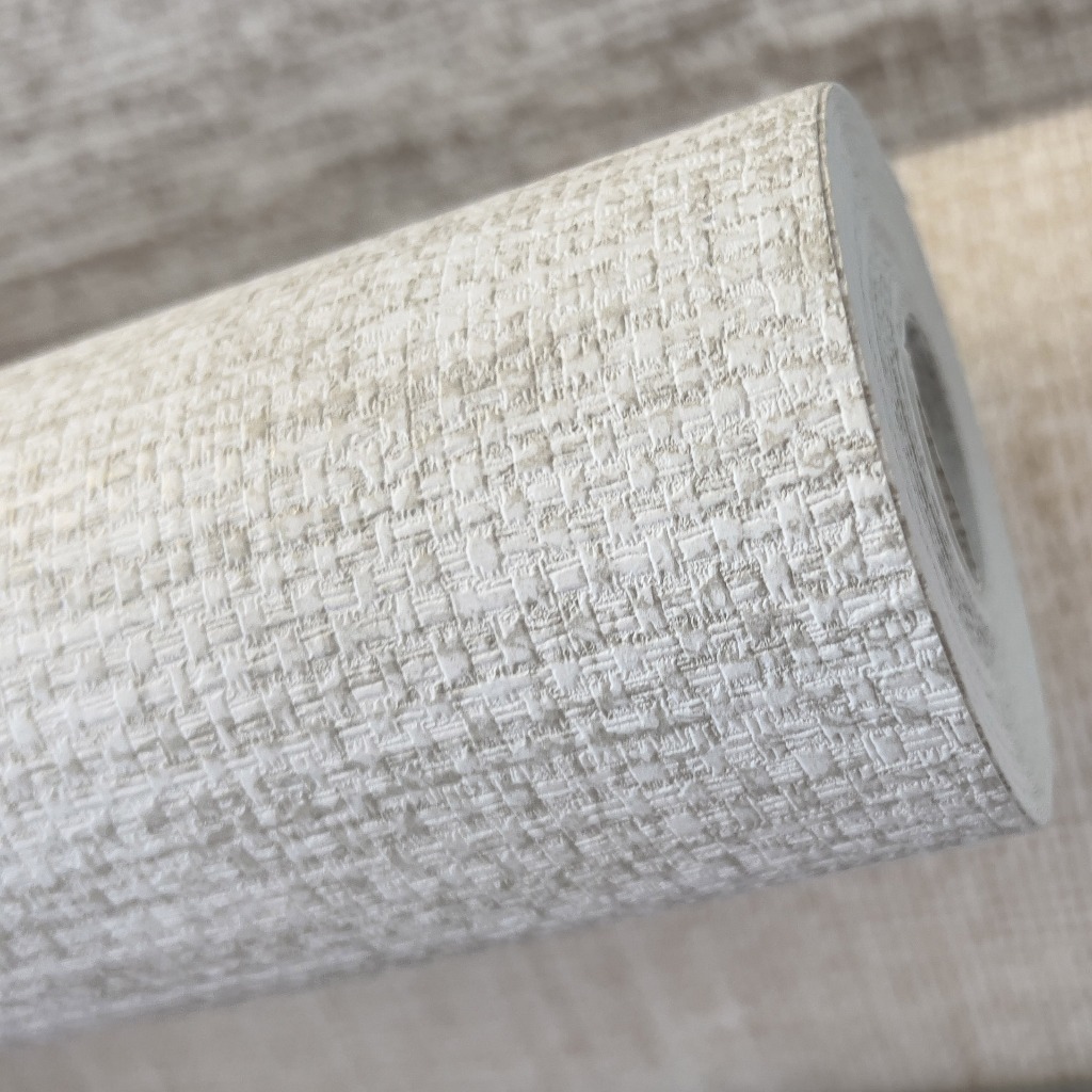 Papel de Parede Linho Alto Relevo Tom Areia Mesclado Rolo 10m