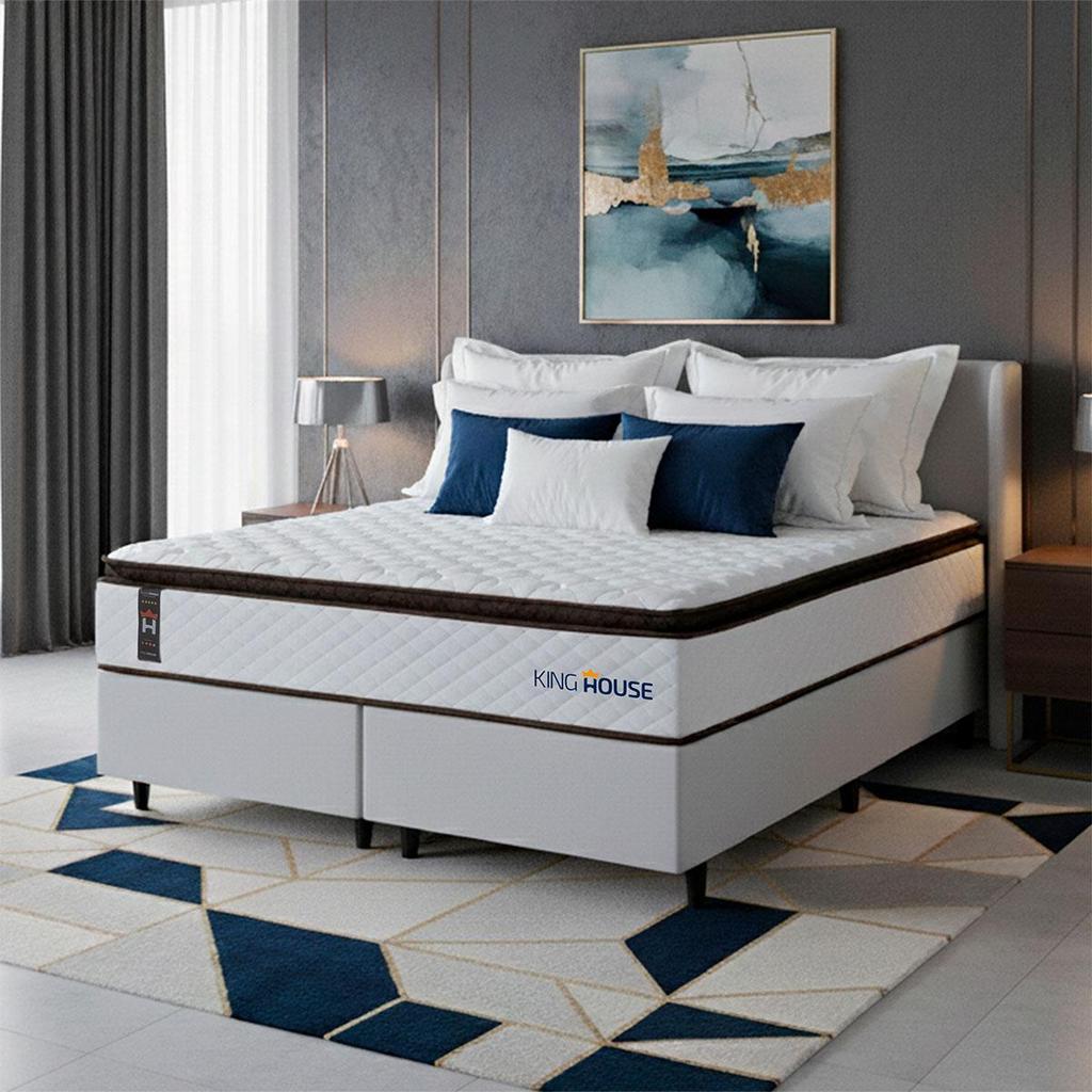 Conjunto Cama Box Espuma San Diego Branco King