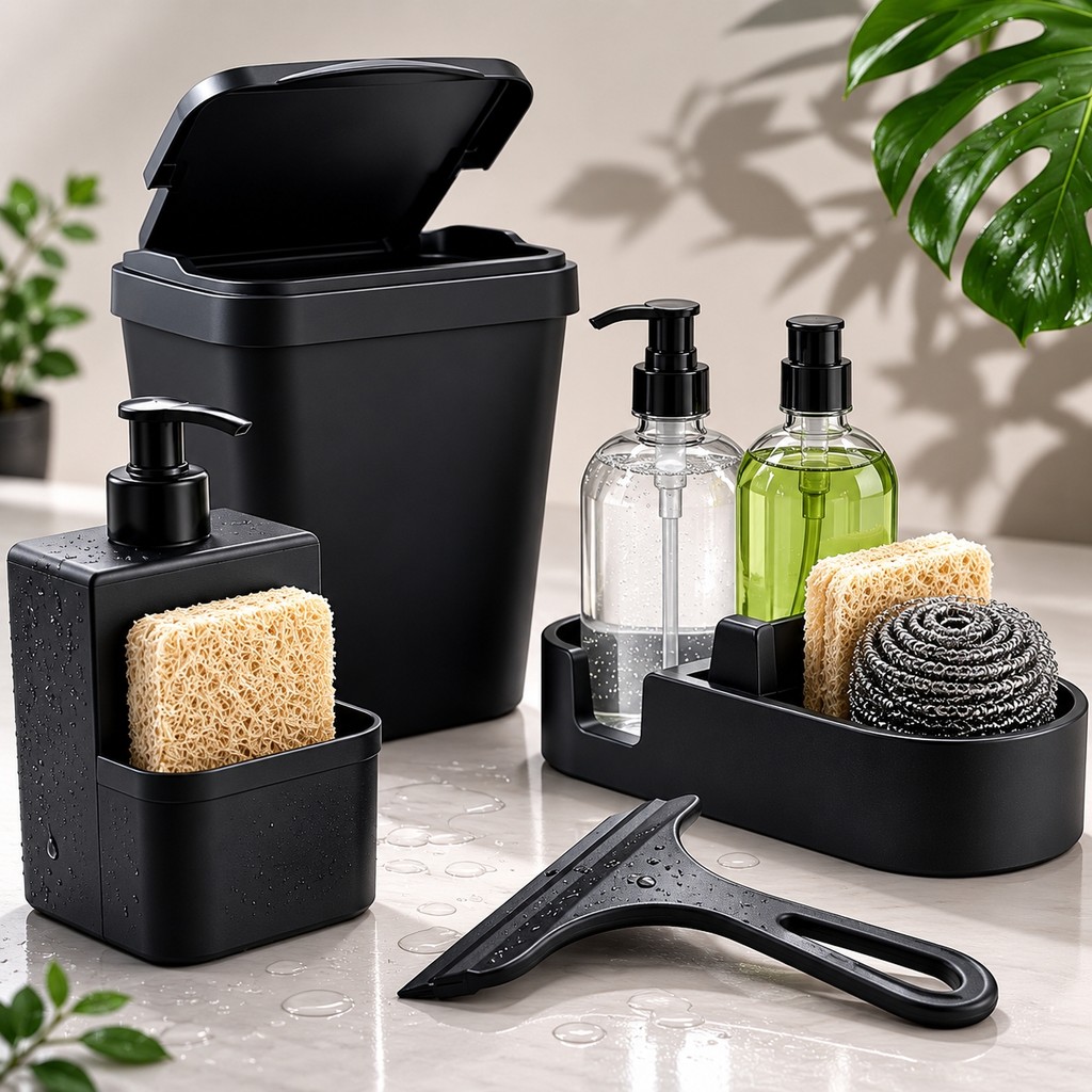 Kit Pia Cozinha Organizador Completo Luxo com Lixeira 5L