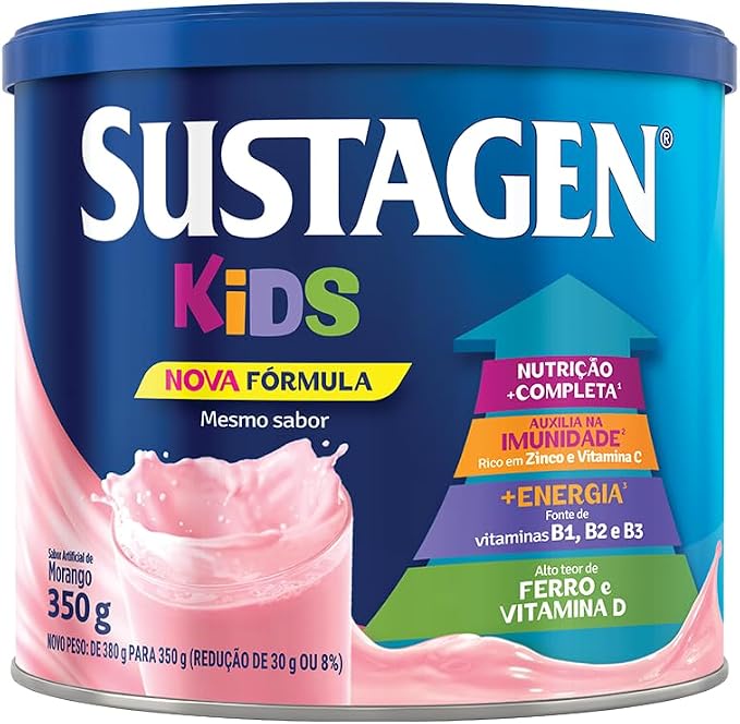 Sustagen Kids Complemento Alimentar Sabor Morango - Lata 350G