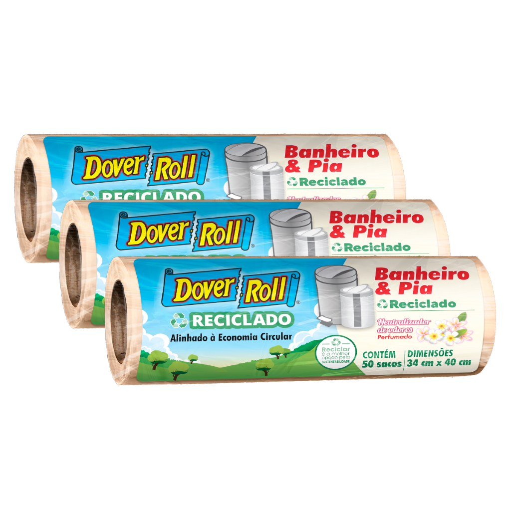 Kit 3 Sacos Para Lixo Odor Defense 34x40cm 50un Dover Roll