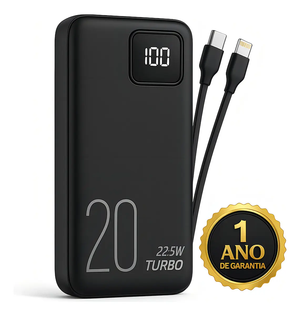 Carregador Portátil Power Bank Turbo 20000mAh 22.5W com Display Digital