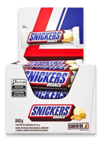 Caixa de Chocolate Snickers Branco 20 Unidades de 42g