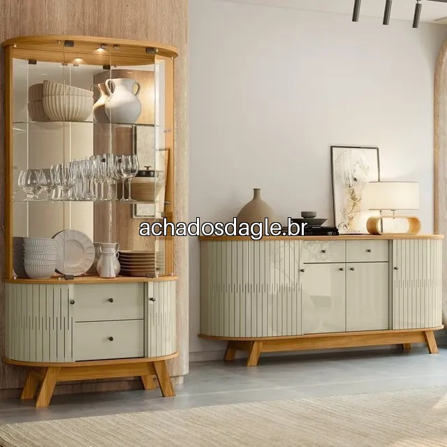 Conjunto buffet monaco e cristaleira moss ec