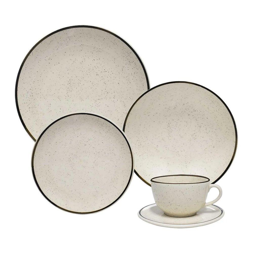 Aparelho de Jantar/Chá Oxford Brisa - Cerâmica, 20 Peças, Bege | Shopee Brasil