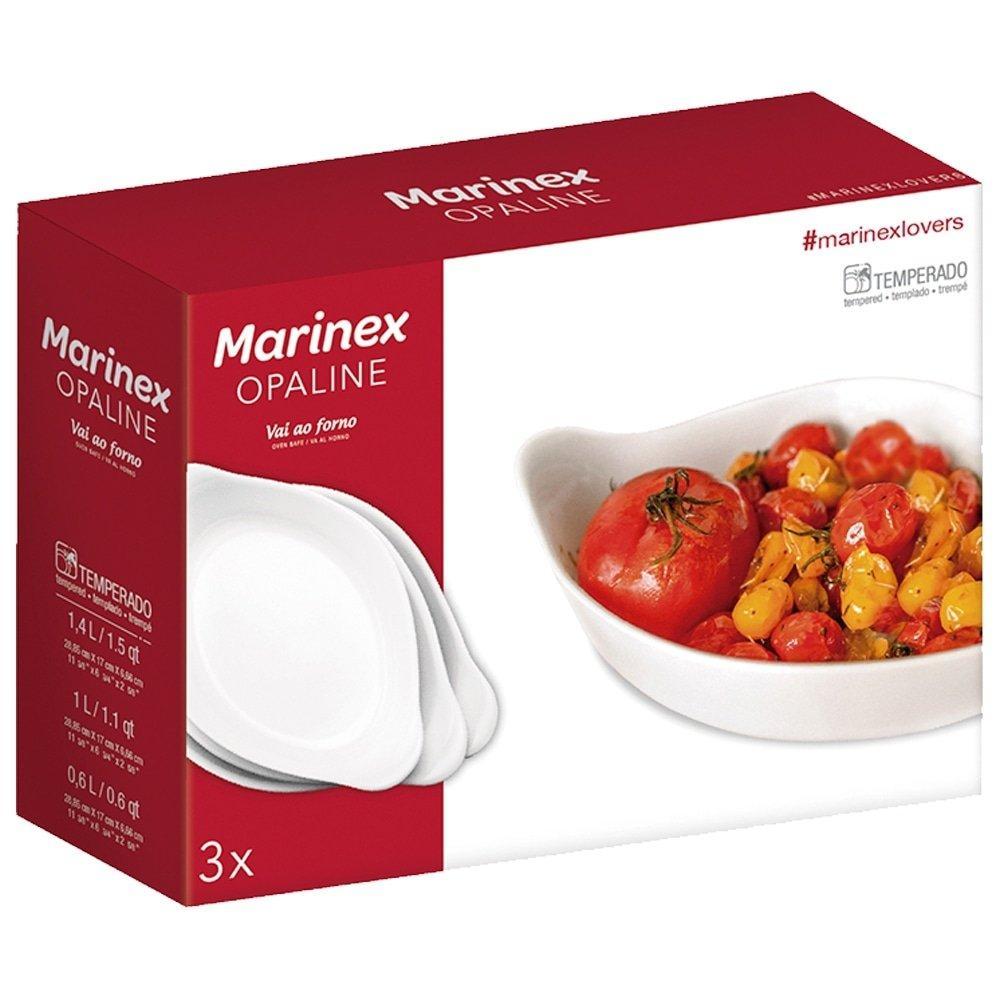 Conjunto Assadeira Marinex Opaline Oval 0,6/1,0/1,4L 3 Peças | Shopee Brasil