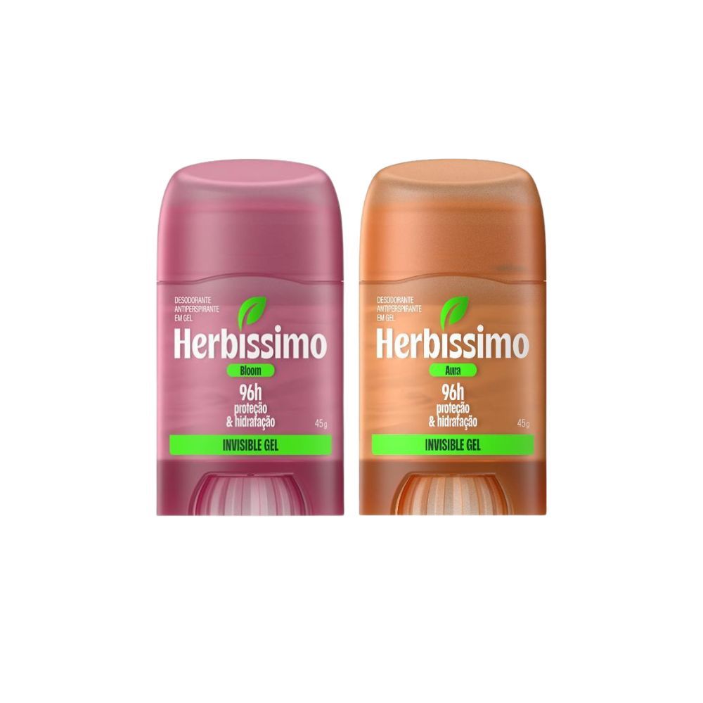 Kit Desodorante Antitranspirante Herbissimo Invisible Gel Aura e Bloom