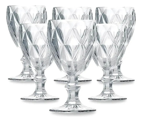 Conjunto de Taças de Vidro Diamond Line 6 peças 340ml
