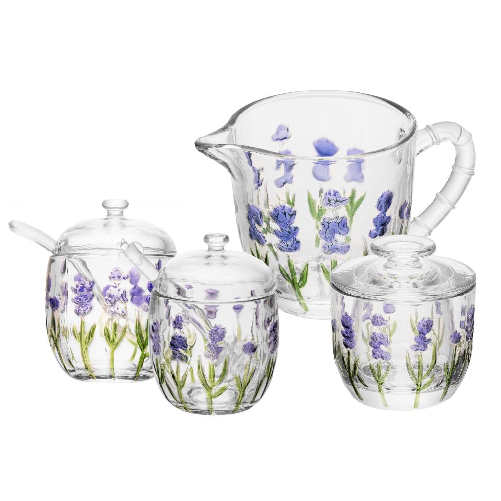 Xicaras, Manteigueira, Leiteira, Açucareiro e Meleira ou Kit 4 completo Lavanda Hand Painting - Lyor | Shopee Brasil