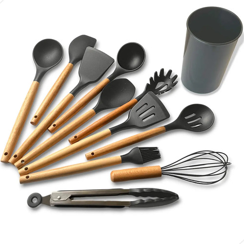Kit com 12 Utensílios de Cozinha em Silicone
