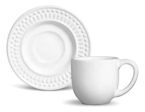 Jogo de Café Porto Brasil Cerâmica 12 Peças Branco 72ml
