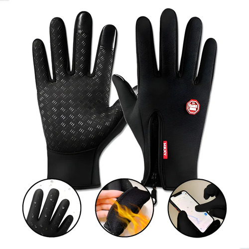 Luva de Moto Impermeável Térmica Preta